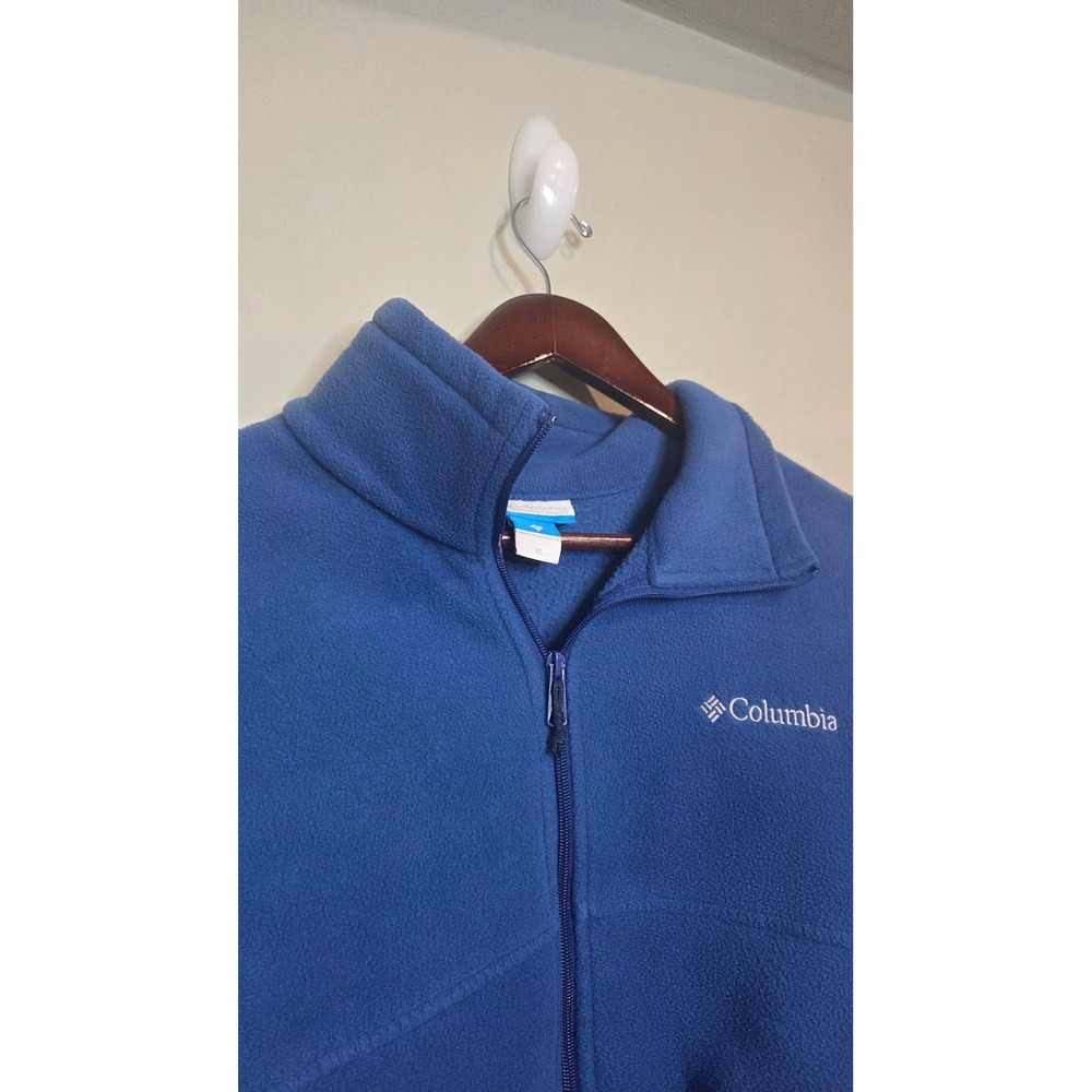 Gorpcore‎ Columbia Full Zip Fleece Jacket Mens XL Blue Outdoor Hiking Sweater